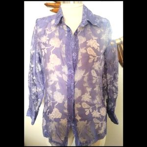 Drapers and Damon's Purple Burn Out Floral Blouse M